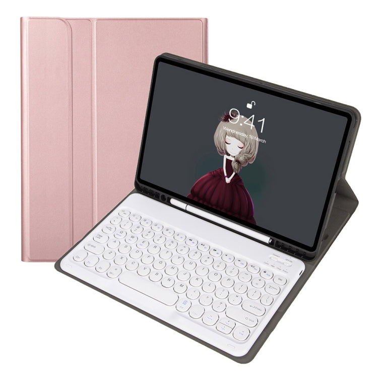 YA098B Detachable Lambskin Texture Round Keycap Bluetooth Keyboard Leather Case with Pen Slot & Stand – Leather, Bluetooth, For iPad Air 5 / 4 10.9 inch 2020 / Pro 11 inch 2020 / 2018, For iPad 10.2 (2020) & (2019) / Air 3 10.5 inch / Pro 10.5 inch...