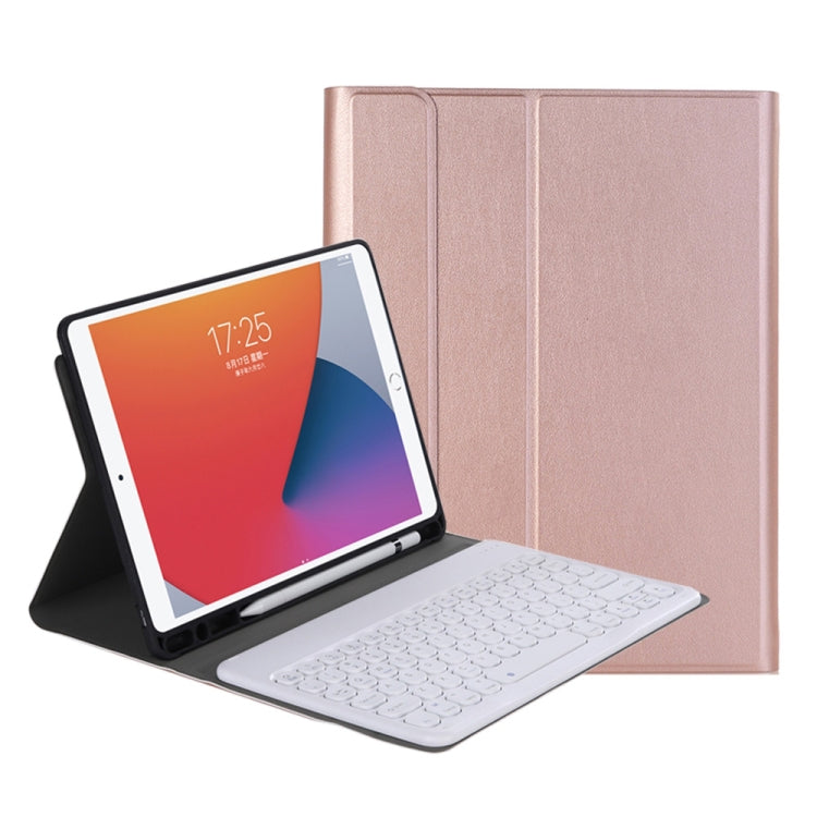 YA098B Detachable Lambskin Texture Round Keycap Bluetooth Keyboard Leather Case with Pen Slot & Stand – Leather, Bluetooth, For iPad Air 5 / 4 10.9 inch 2020 / Pro 11 inch 2020 / 2018, For iPad 10.2 (2020) & (2019) / Air 3 10.5 inch / Pro 10.5 inch...