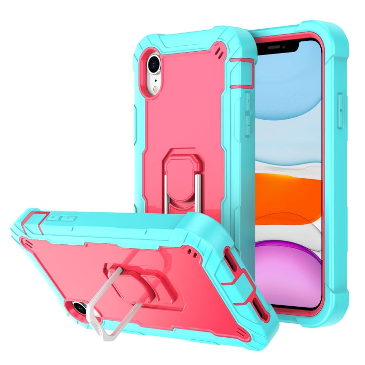 PC Protective Case – Shockproof (iPhone SE 2022) For iPhone XR Mint Green + Rose Red
