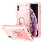 PC + Rubber 3-layers Shockproof Protective Case with Rotating Holder, For iPhone XR, For iPhone XS Max For iPhone XS Max Rose Gold