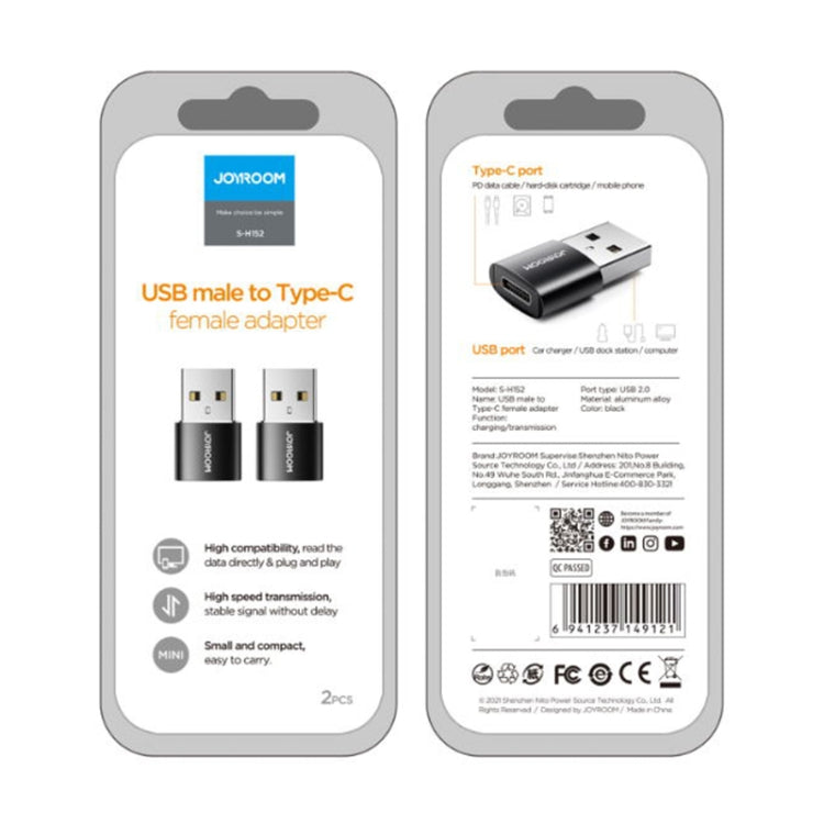 JOYROOM S-H152 3A USB Male to USB-C / Type-C Female OTG Adapter, S-H152 – Aluminum Alloy, Data Transmission