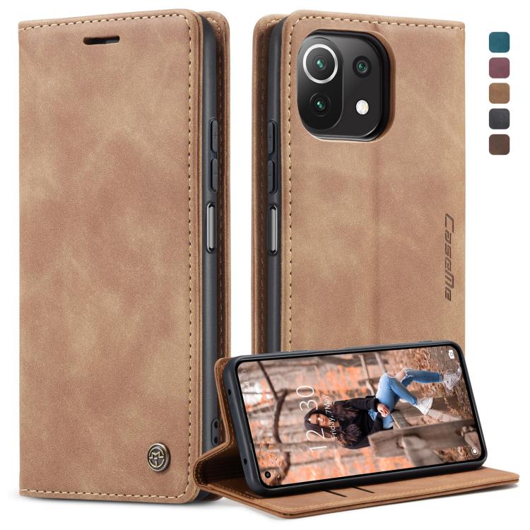 CaseMe 013 Multifunctional Horizontal Flip Leather Case, with Card Slot & Holder & Wallet, For Xiaomi Mi 11 Lite, For Samsung Galaxy S21 FE For Xiaomi Mi 11 Lite Brown