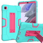Contrast Color Robot Shockproof Silicone + PC Protective Case with Holder, For Samsung Galaxy Tab A7 Lite T225, For Samsung Galaxy Tab A7 10.4 (2020) For Samsung Galaxy Tab A7 Lite T225 Mint Green + Rose Red