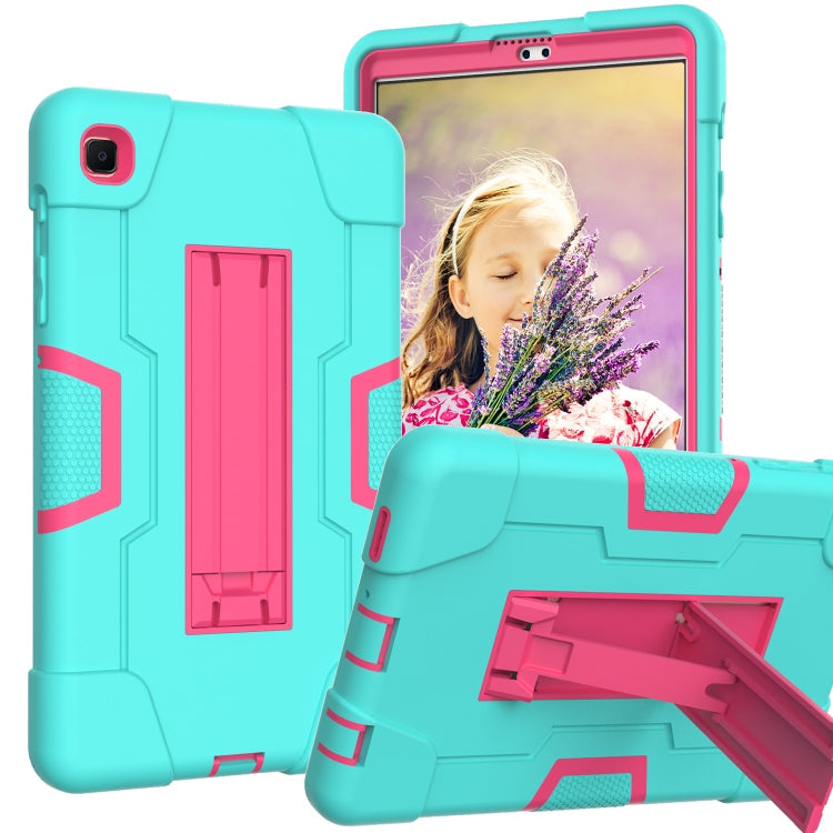 Contrast Color Robot Shockproof Silicone + PC Protective Case with Holder – Shockproof, For Samsung Galaxy Tab A7 Lite T225, For Samsung Galaxy Tab A7 10.4 (2020) For Samsung Galaxy Tab A7 10.4 (2020) Mint Green + Rose Red