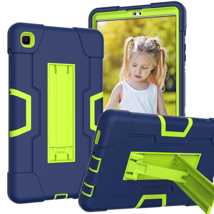 Contrast Color Robot Shockproof Silicone + PC Protective Case with Holder – Shockproof, For Samsung Galaxy Tab A7 Lite T225, For Samsung Galaxy Tab A7 10.4 (2020) For Samsung Galaxy Tab A7 10.4 (2020) Navy Blue + Yellow Green
