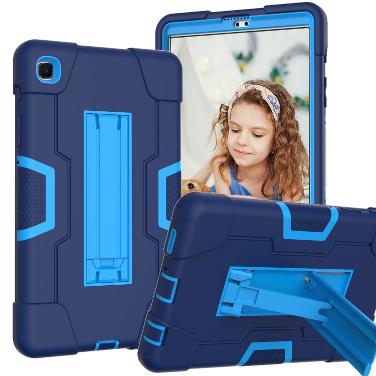 Contrast Color Robot Shockproof Silicone + PC Protective Case with Holder – Shockproof, For Samsung Galaxy Tab A7 Lite T225, For Samsung Galaxy Tab A7 10.4 (2020) For Samsung Galaxy Tab A7 10.4 (2020) Navy Blue + Blue