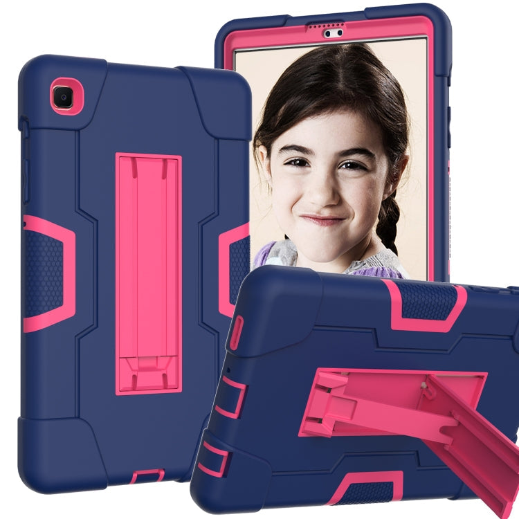 Contrast Color Robot Shockproof Silicone + PC Protective Case with Holder – Shockproof, For Samsung Galaxy Tab A7 Lite T225, For Samsung Galaxy Tab A7 10.4 (2020) For Samsung Galaxy Tab A7 10.4 (2020) Navy Blue + Rose Red
