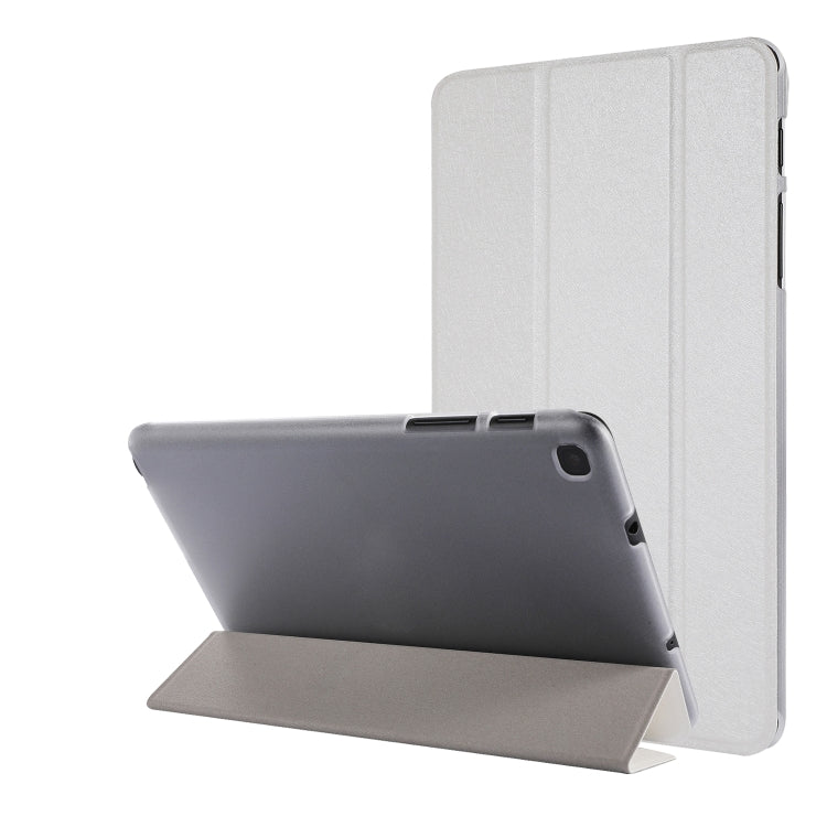 Silk Texture Three-fold Horizontal Flip Leather Case with Holder & Pen Slot, For Samsung Galaxy Tab A7 Lite 8.7 T220 / T225, For iPad Air 13 2025 / 2024 / iPad Pro 12.9 2022 / 2021 For Samsung Galaxy Tab A7 Lite 8.7 T220 T225 White