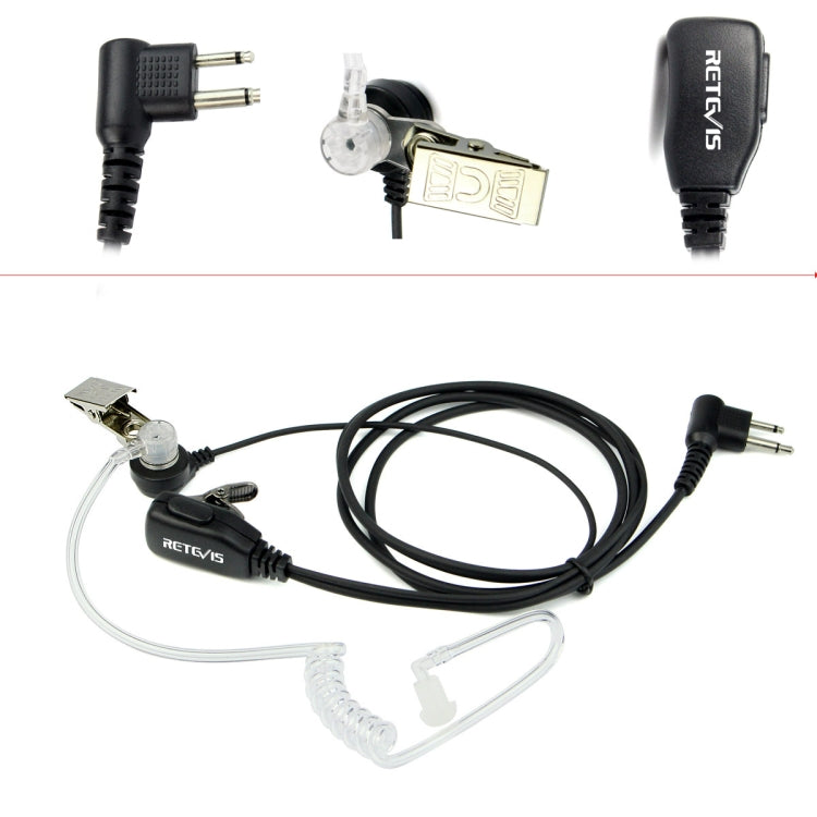 RETEVIS C9025 M 2 Pin PTT Air guide Noise Reduction Covert Acoustic Tube Earphone Microphone, C9025