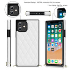 Elegant Rhombic Pattern Microfiber Leather +TPU Shockproof Case with Crossbody Strap Chain, For iPhone 12 mini, For iPhone 12 / 12 Pro, For iPhone 12 Pro Max