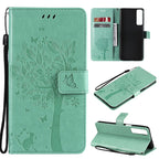 Tree & Cat Pattern Pressed Printing Horizontal Flip PU Leather Case with Holder & Card Slots & Wallet & Lanyard – Lanyard, Card Slot, Flip, For LG Stylo 7 5G / 4G, For OPPO F19 / A74 4G