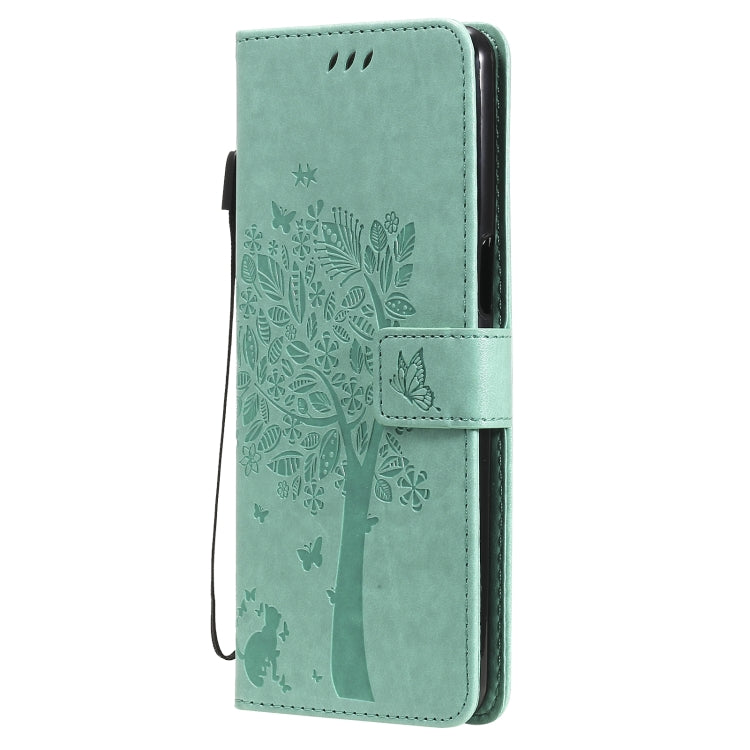 Tree & Cat Pattern Pressed Printing Horizontal Flip PU Leather Case with Holder & Card Slots & Wallet & Lanyard – Lanyard, Card Slot, Flip, For LG Stylo 7 5G / 4G, For OPPO F19 / A74 4G