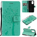 Tree & Cat Pattern Pressed Printing Horizontal Flip PU Leather Case with Holder & Card Slots & Wallet & Lanyard – Lanyard, Card Slot, Flip, For OPPO A93 5G / A74 5G, For OPPO A94 4G / F19 Pro / Reno 5F For OPPO A93 5G A74 5G Green