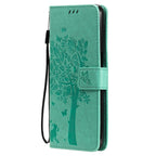 Tree & Cat Pattern Pressed Printing Horizontal Flip PU Leather Case with Holder & Card Slots & Wallet & Lanyard – Lanyard, Card Slot, Flip, For OPPO A93 5G / A74 5G, For OPPO A94 4G / F19 Pro / Reno 5F