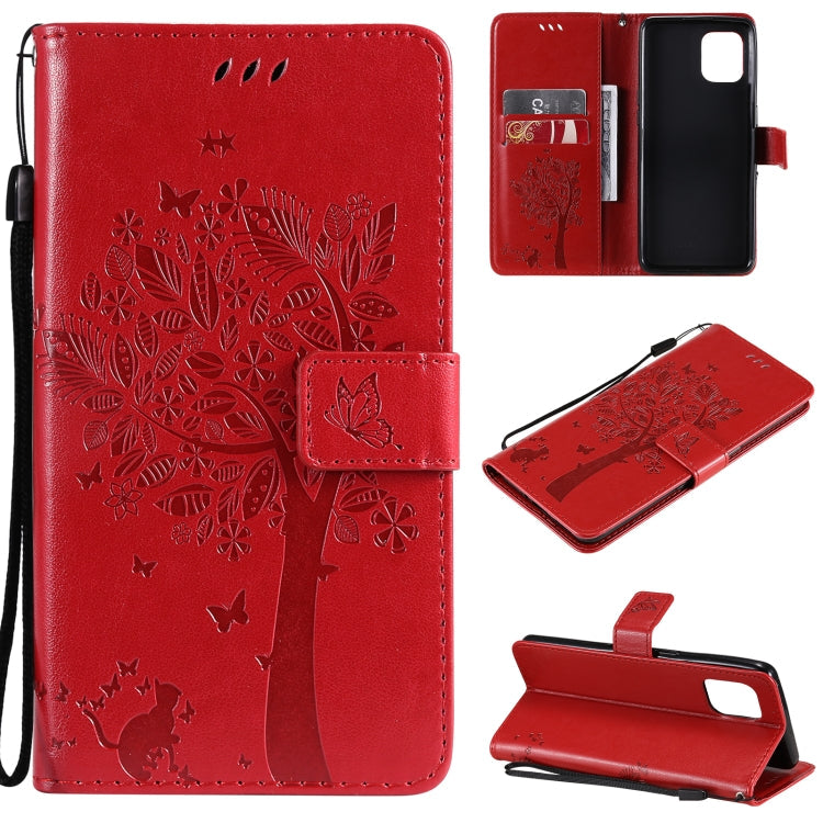 Tree & Cat Pattern Pressed Printing Horizontal Flip PU Leather Case with Holder & Card Slots & Wallet & Lanyard – Lanyard, Card Slot, Flip, For OPPO Reno5 Pro+ 5G / Find X3 Neo, For OPPO Find X3 / X3 Pro For OPPO Find X3 X3 Pro Red