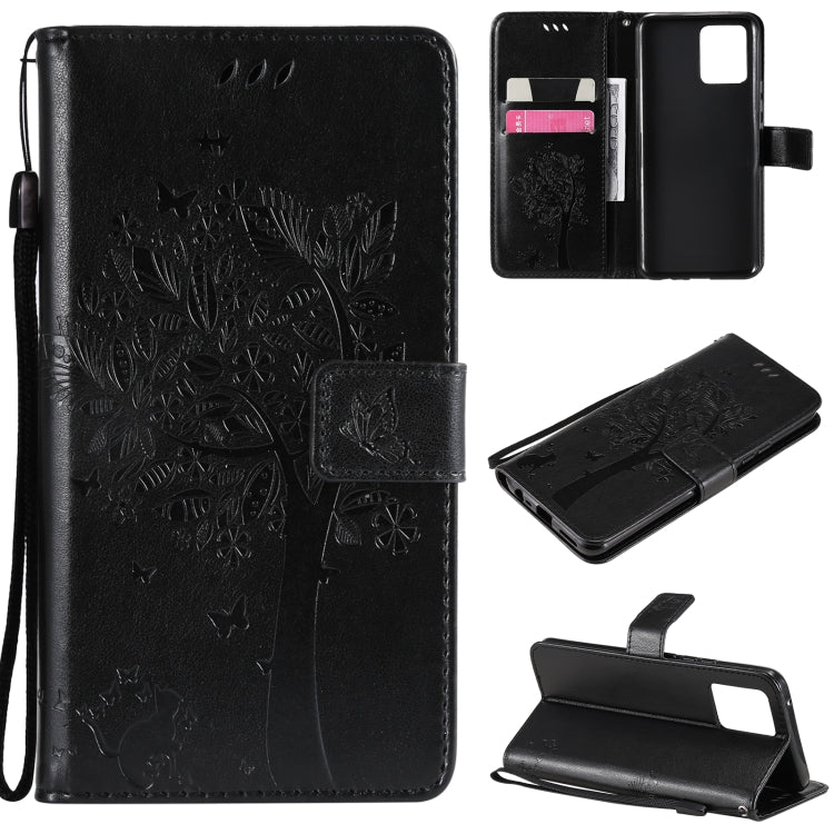 Tree & Cat Pattern Pressed Printing Horizontal Flip PU Leather Case with Holder & Card Slots & Wallet & Lanyard – Lanyard, Card Slot, Flip, For OPPO Realme 8 4G / Realme 8 Pro 4G, For OPPO Realme V13 5G / Realme 8 5G For OPPO Realme 8 4G Realme 8 Pro 4G Black
