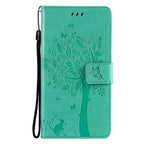 Tree & Cat Pattern Pressed Printing Horizontal Flip PU Leather Case with Holder & Card Slots & Wallet & Lanyard – Lanyard, Card Slot, Flip, For Xiaomi Redmi Note 10 4G, For Xiaomi Redmi Note 10 Pro