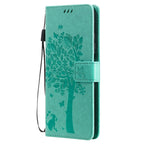 Tree & Cat Pattern Pressed Printing Horizontal Flip PU Leather Case with Holder & Card Slots & Wallet & Lanyard – Lanyard, Card Slot, Flip, For Xiaomi Redmi Note 10 4G, For Xiaomi Redmi Note 10 Pro