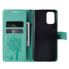 Tree & Cat Pattern Pressed Printing Horizontal Flip PU Leather Case with Holder & Card Slots & Wallet & Lanyard – Lanyard, Card Slot, Flip, For Xiaomi Redmi Note 10 4G, For Xiaomi Redmi Note 10 Pro
