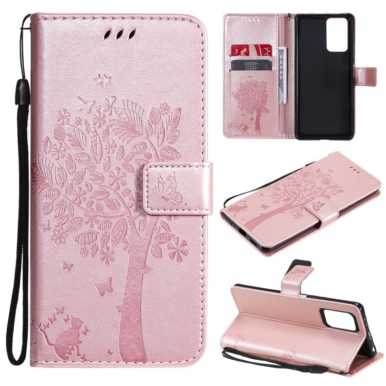 Tree & Cat Pattern Pressed Printing Horizontal Flip PU Leather Case with Holder & Card Slots & Wallet & Lanyard – Lanyard, Card Slot, Flip, For Xiaomi Redmi Note 10 4G, For Xiaomi Redmi Note 10 Pro For Xiaomi Redmi Note 10 Pro Rose Gold