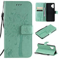 Tree & Cat Pattern Pressed Printing Horizontal Flip PU Leather Case with Holder & Card Slots & Wallet & Lanyard, For Samsung Galaxy A32 4G, For Samsung Galaxy S21 FE For Samsung Galaxy A32 4G Green
