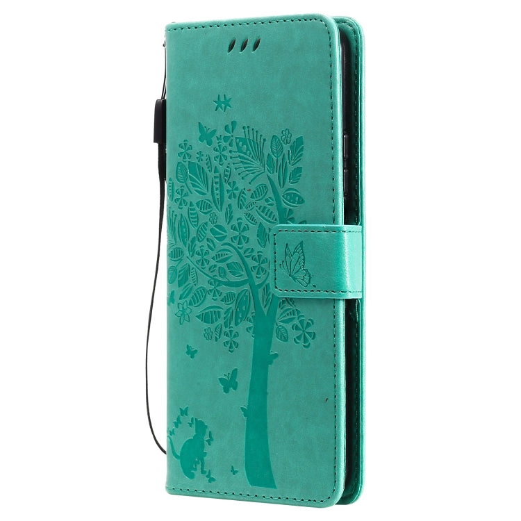 Tree & Cat Pattern Pressed Printing Horizontal Flip PU Leather Case with Holder & Card Slots & Wallet & Lanyard – Lanyard, Card Slot, Flip, For Xiaomi Mi 11 Lite 5G, For Xiaomi Mi 11 Pro