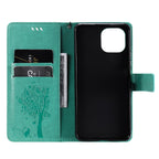 Tree & Cat Pattern Pressed Printing Horizontal Flip PU Leather Case with Holder & Card Slots & Wallet & Lanyard – Lanyard, Card Slot, Flip, For Xiaomi Mi 11 Lite 5G, For Xiaomi Mi 11 Pro
