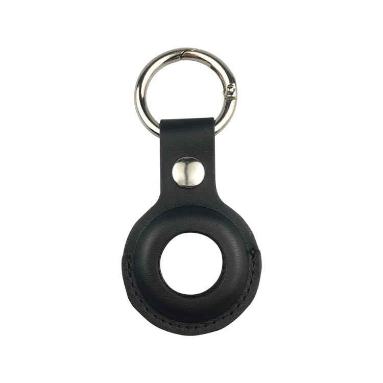 Shockproof Anti-scratch Leather Protective Case Cover Key Chain with Hang Loop For AirTag 2nd Gen / AirTag 1st Gen Black
