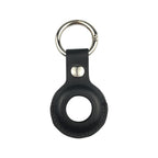 Shockproof Anti-scratch Leather Protective Case Cover Key Chain with Hang Loop For AirTag 2nd Gen / AirTag 1st Gen Black