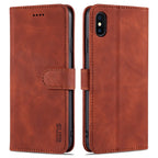 AZNS Skin Feel Calf Texture Horizontal Flip Leather Case with Card Slots & Holder & Wallet, For iPhone XS Max, For iPhone XR For iPhone XS Max Brown