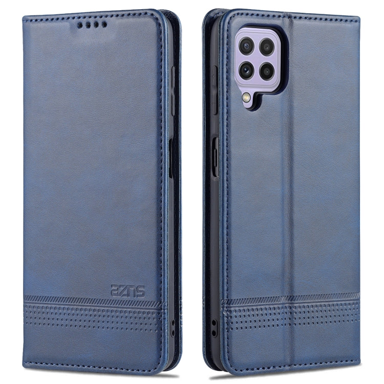 AZNS Magnetic Calf Texture Horizontal Flip Leather Case with Card Slots & Holder & Wallet, For Samsung Galaxy A22 4G, For Samsung Galaxy A22 5G For Samsung Galaxy A22 4G Dark Blue