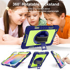 360 Degree Rotation Contrast Color Shockproof Silicone + PC Case with Holder & Hand Grip Strap & Shoulder Strap, For Samsung Galaxy Tab S6 Lite P610/P615, For Samsung Galaxy Tab A 10.1 2019 T515, For Samsung Galaxy Tab A 8.0 2019 T290                  ...