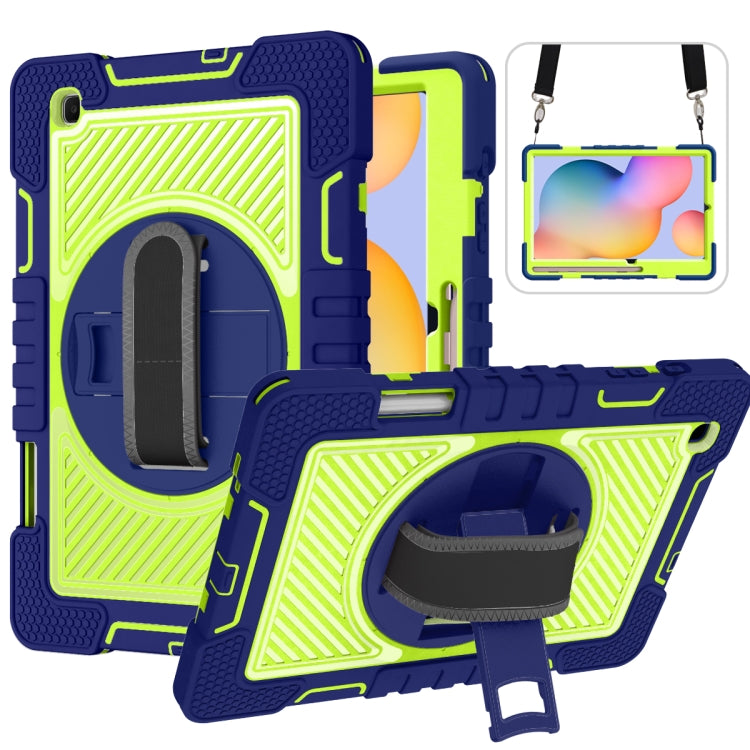 360 Degree Rotation Contrast Color Shockproof Silicone + PC Case with Holder & Hand Grip Strap & Shoulder Strap, For Samsung Galaxy Tab S6 Lite P610/P615, For Samsung Galaxy Tab A 10.1 2019 T515, For Samsung Galaxy Tab A 8.0 2019 T290                  ... For Samsung Galaxy Tab S6 Lite P610 P615 Navy+Yellow Green