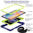 360 Degree Rotation Contrast Color Shockproof Silicone + PC Case with Holder & Hand Grip Strap & Shoulder Strap, For Samsung Galaxy Tab S6 Lite P610/P615, For Samsung Galaxy Tab A 10.1 2019 T515, For Samsung Galaxy Tab A 8.0 2019 T290                  ...