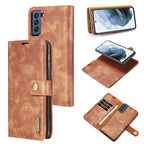 DG.MING Crazy Horse Texture Flip Detachable Magnetic Leather Case with Holder & Card Slots & Wallet, For Samsung Galaxy S21 FE For Samsung Galaxy S21 FE Brown