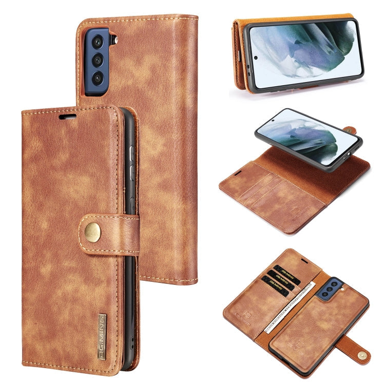 DG.MING Crazy Horse Texture Flip Detachable Magnetic Leather Case with Holder & Card Slots & Wallet, For Samsung Galaxy S21 FE For Samsung Galaxy S21 FE Brown
