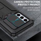 R-JUST Sliding Lens Cover Shockproof Dustproof Waterproof Metal + Silicone Case with Invisible Holder, For Samsung Galaxy S21 Ultra 5G