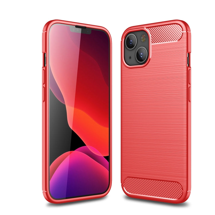 Brushed Texture Carbon Fiber TPU Case, For iPhone 13, For iPhone 13... For iPhone 13 Red