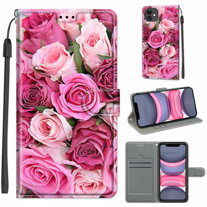 C17 Green Leaf Pink Rose
