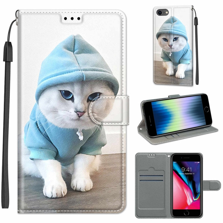 Case – Leather, Magnetic (iPhone SE 2022) #2 For iPhone SE 2022 SE 2020 8 7 C15 Blue Sweater White Cat