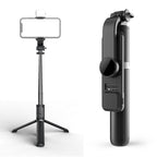 Q02S Fill Light Bluetooth Selfie Stick Tripod Mobile Phone Holder, Q02S(Black), Q02S(White) – Bluetooth, Aluminum Alloy Q02S(Black) Black