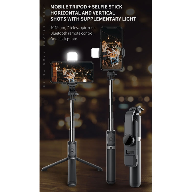 Q02S Fill Light Bluetooth Selfie Stick Tripod Mobile Phone Holder, Q02S(Black), Q02S(White) – Bluetooth, Aluminum Alloy