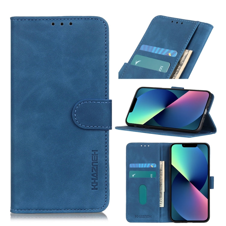 KHAZNEH Retro Texture PU + TPU Horizontal Flip Leather Case with Holder & Card Slots & Wallet – Card Slot, Flip, Leather, For iPhone 13 mini, For iPhone 13, For iPhone 13 Pro, For iPhone 13 Pro Max, For Nokia C10 / C20 For iPhone 13 mini Blue