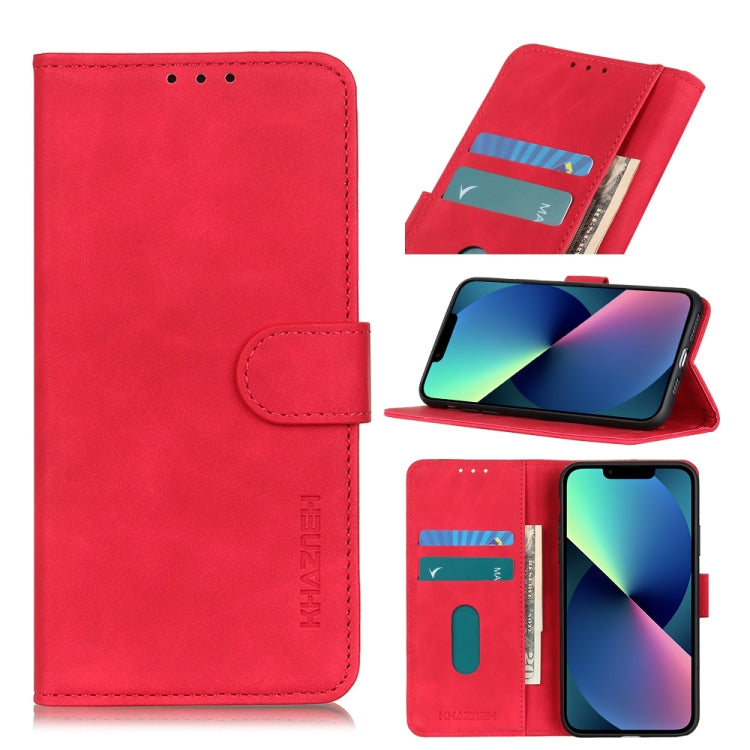 KHAZNEH Retro Texture PU + TPU Horizontal Flip Leather Case with Holder & Card Slots & Wallet – Card Slot, Flip, Leather, For iPhone 13 mini, For iPhone 13, For iPhone 13 Pro, For iPhone 13 Pro Max, For Nokia C10 / C20 For iPhone 13 mini Red