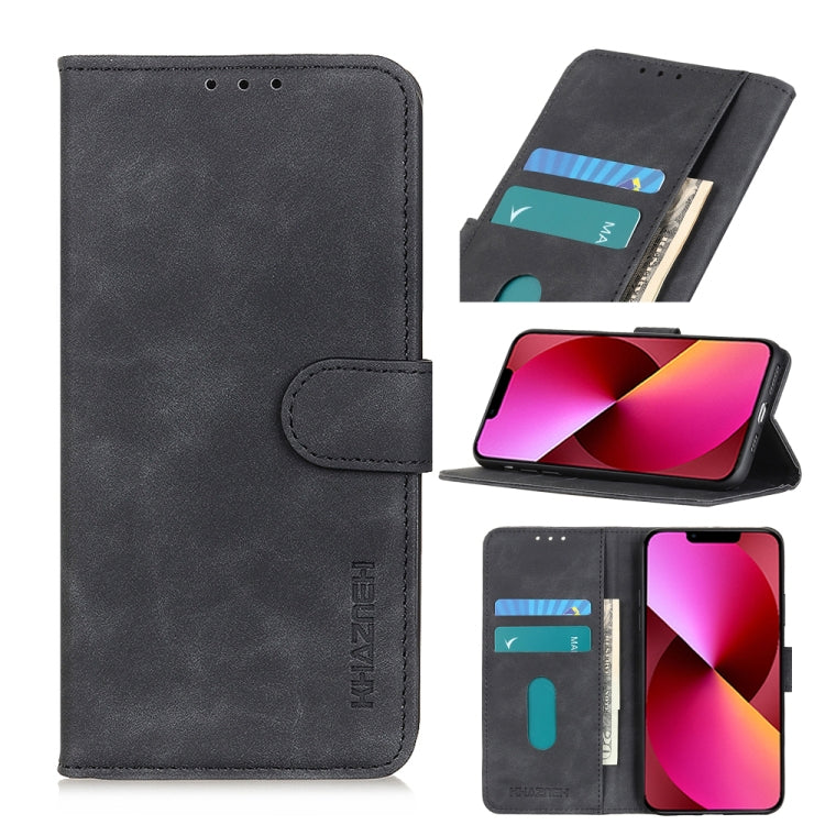 KHAZNEH Retro Texture PU + TPU Horizontal Flip Leather Case with Holder & Card Slots & Wallet – Card Slot, Flip, Leather, For iPhone 13 mini, For iPhone 13, For iPhone 13 Pro, For iPhone 13 Pro Max, For Nokia C10 / C20 For iPhone 13 Black