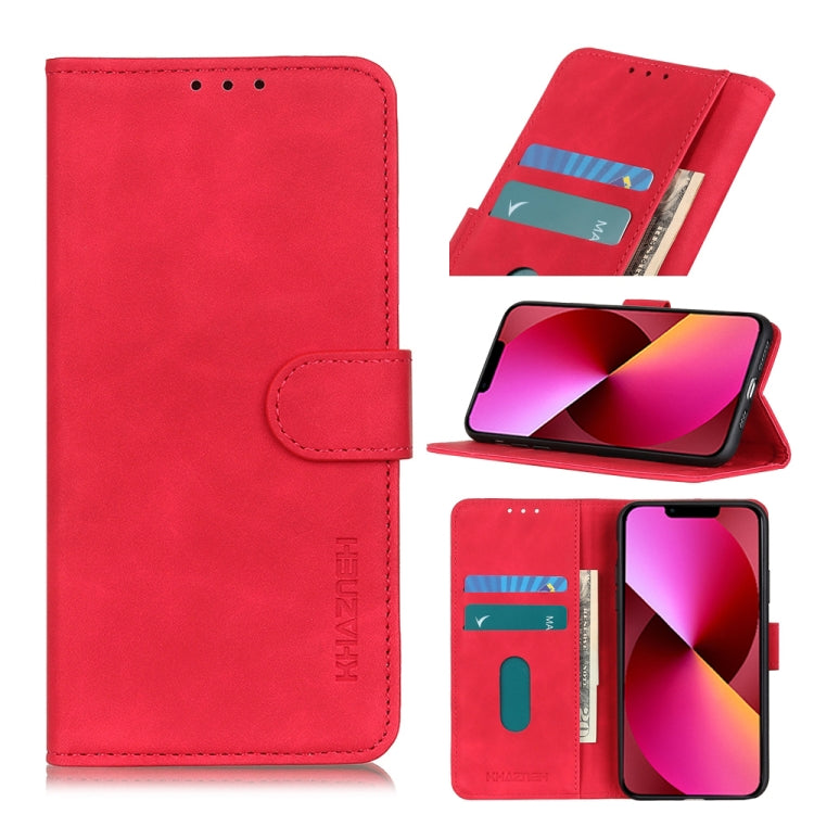 KHAZNEH Retro Texture PU + TPU Horizontal Flip Leather Case with Holder & Card Slots & Wallet – Card Slot, Flip, Leather, For iPhone 13 mini, For iPhone 13, For iPhone 13 Pro, For iPhone 13 Pro Max, For Nokia C10 / C20 For iPhone 13 Red