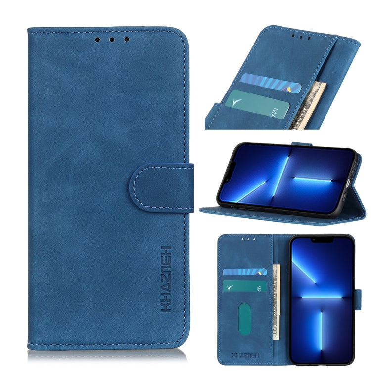 KHAZNEH Retro Texture PU + TPU Horizontal Flip Leather Case with Holder & Card Slots & Wallet – Card Slot, Flip, Leather, For iPhone 13 mini, For iPhone 13, For iPhone 13 Pro, For iPhone 13 Pro Max, For Nokia C10 / C20 For iPhone 13 Pro Max Blue