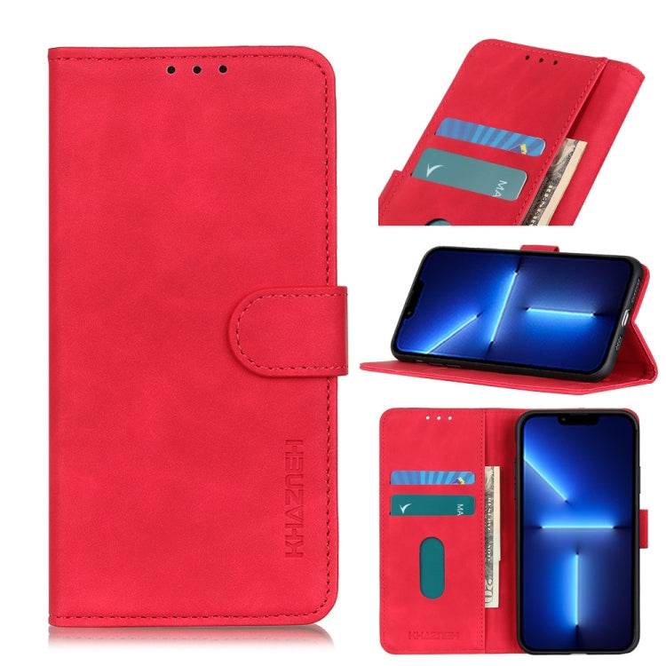 KHAZNEH Retro Texture PU + TPU Horizontal Flip Leather Case with Holder & Card Slots & Wallet – Card Slot, Flip, Leather, For iPhone 13 mini, For iPhone 13, For iPhone 13 Pro, For iPhone 13 Pro Max, For Nokia C10 / C20 For iPhone 13 Pro Max Red