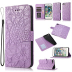 Skin Feel Embossed Sunflower Horizontal Flip Leather Case with Holder & Card Slots & Wallet & Lanyard, For iPhone 7 Plus / 8 Plus, For iPhone 7 / 8 / SE(2020) For iPhone 7 Plus 8 Plus Purple