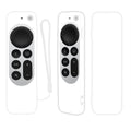 Silicone Protective Case Cover with Rope For Apple TV 4K 4th Siri Remote Controller White